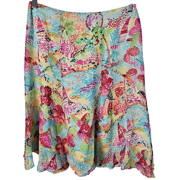 Harold's Dresses & Skirts - Vintage Harold's Y2K Skirt Womens Size 2 Blue Red Silk Floral Ruffles Coquette